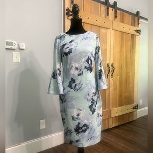Floral Bell-Sleeve Calvin Klein Dress